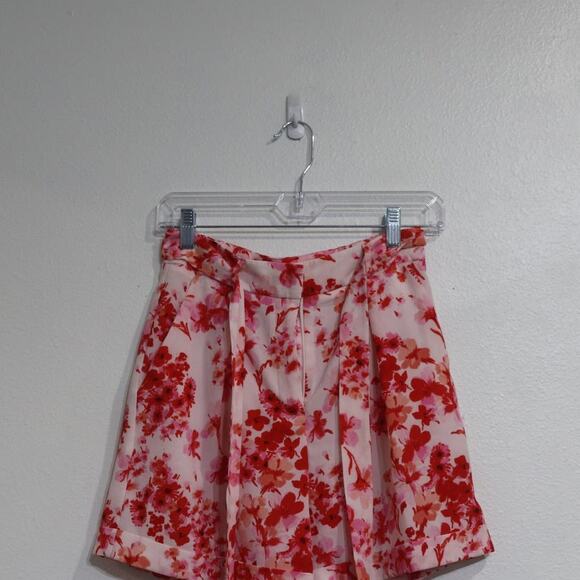 Asos Pink Floral High Waist Shorts Sz 4 - Picture 2 of 8